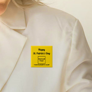 Business Saint Patrick Greeting on Yellow Square 2 Inch Square Button