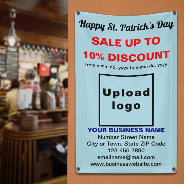 Business Saint Patrick Sale on Light Blue Banner (Business Saint Patrick sale on light blue banner. Signage to attract more customers.)