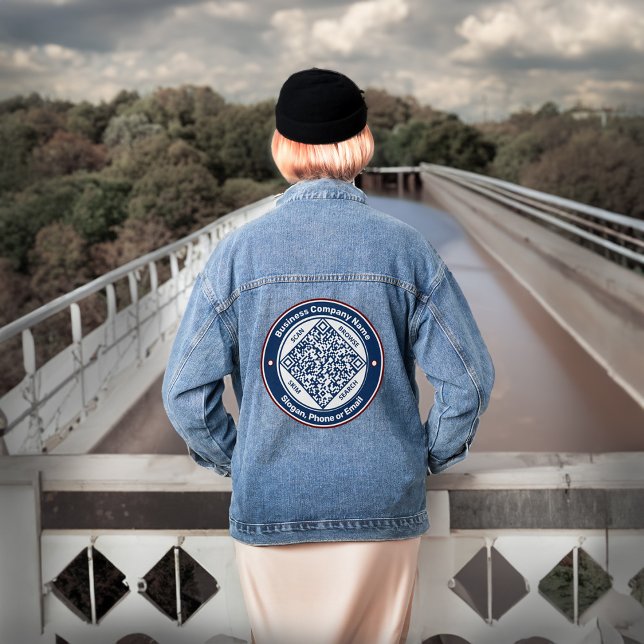  Business Scan QR Code Marketing Promotion Custom  Denim Jacket (Business QR Code Marketing Promotion Custom Denim Jacket to market your company when out and about.)