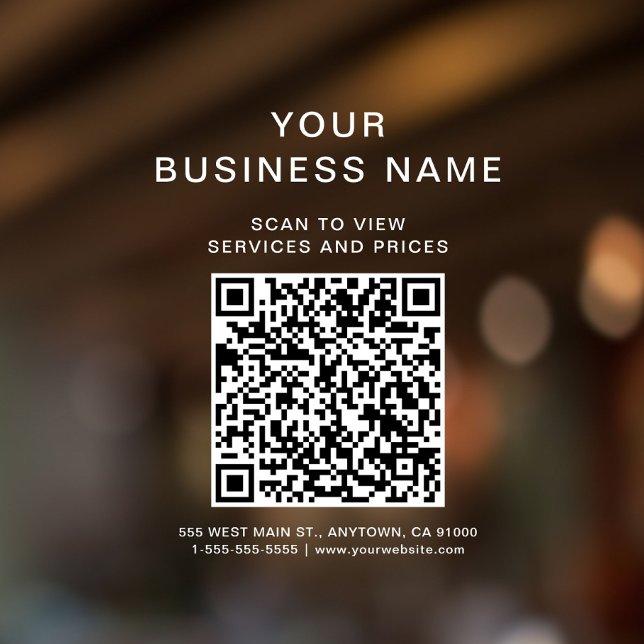 Business Scan To Connect QR Code White Lettering Window Cling (Business Scan To Connect QR Code White Lettering Window Cling)