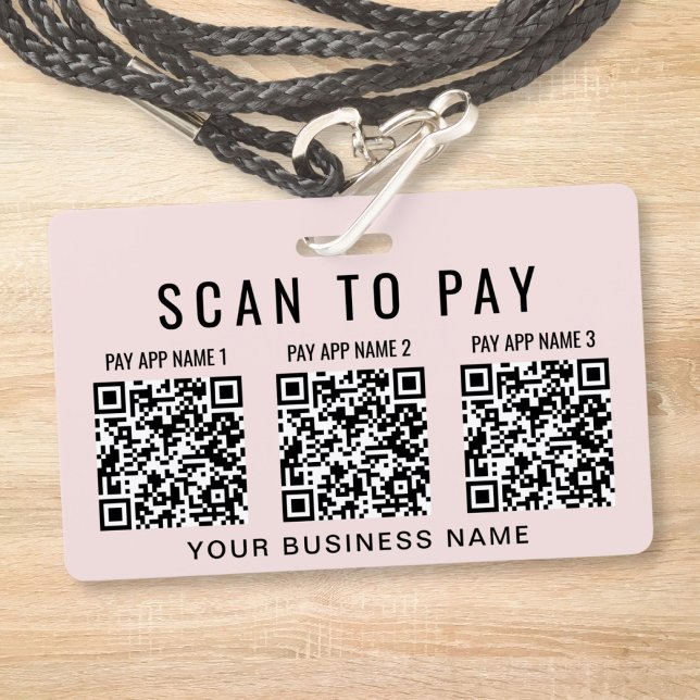 Business Scan to Pay 3 QR Codes Pink Badge (Business Scan to Pay 3 QR Codes Pink Badge)