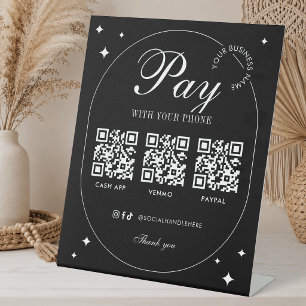 Business Scan To Pay 3 QR Codes Simple Minimalist Pedestal Sign