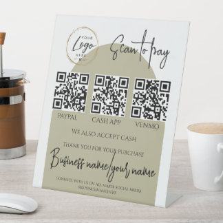 Business Scan to Pay Personalized Logo QR Code Pedestal Sign