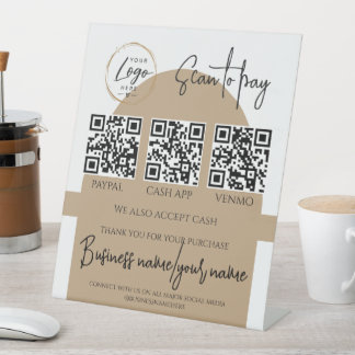 Business Scan to Pay Personalized Logo QR Code Pedestal Sign