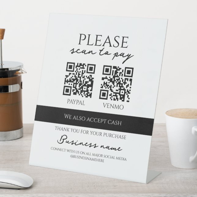Business Scan to Pay Personalized QR Code Pedestal Sign (In SItu)