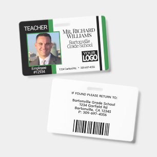Business / School Photo ID- Black, White and Green Badge