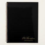 Business Script Elegant Signature  Planner<br><div class="desc">A simplistic business or office design using black and gold signature script font. This design can also be used as an elegant minimalist home decor design. Customize both your name and your own text positioned underneath. Customize the text to represent your title, profession or company. Alternatively customize the text to...</div>