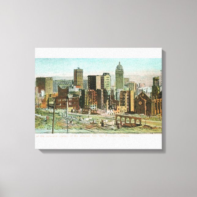 Business Section in Ruins After Fire Canvas Print (Front)