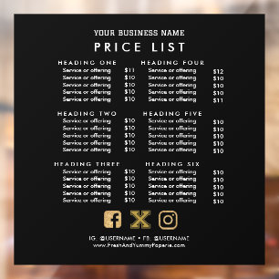 Business Services Price List Scan to Pay CashApp V Window Cling