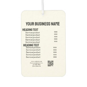 Business services products price list menu card air freshener
