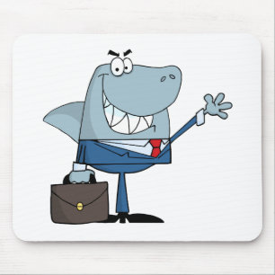 Business Shark Waving A Greeting Mouse Pad