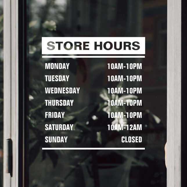 Business Shop Store Hours of Operation Window Cling (Business Store Shop Hours of Operation Window Cling)
