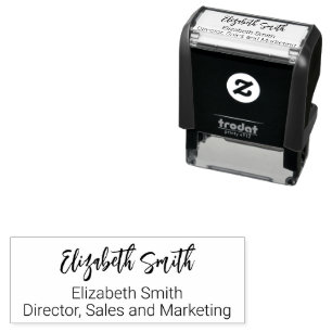 Business Signature Cursive & Print Name Job Title Self-inking Stamp
