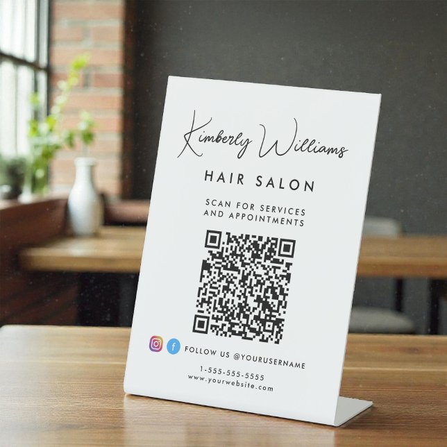 Business Signature Script Monogram QR Code Pedestal Sign (Business Signature Script Monogram QR Code Pedestal Sign)