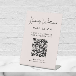 Business Signature Script QR Code Pink Pedestal Sign