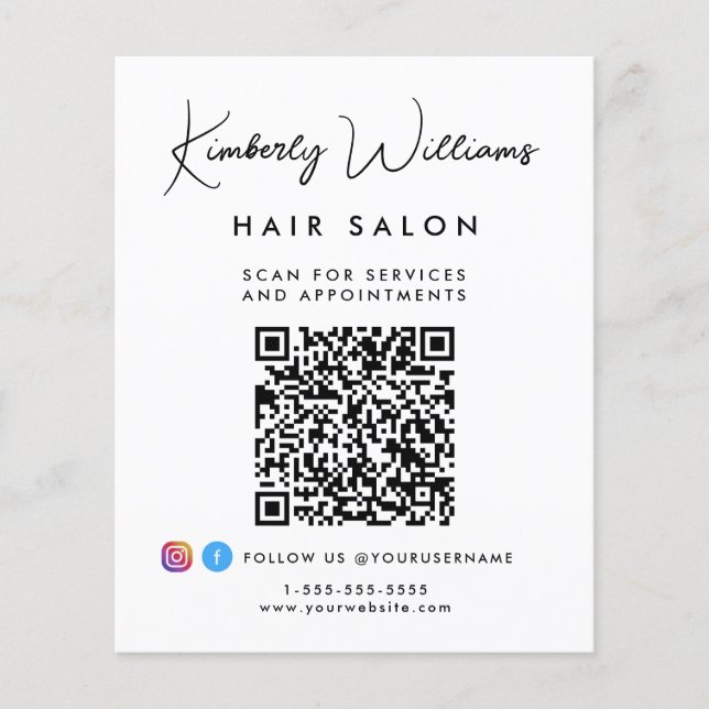 Business Signature Script QR Code Promotional Flyer (Front)