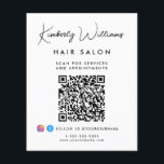 Business Signature Script QR Code Promotional Flyer<br><div class="desc">Chic promotional flyer for your business featuring your name in a stylish signature script and business type below in simple modern typography. Input your website address to create a QR code for customers and clients to scan for appointments, products, services, hours, etc. Add your instagram and facebook handle for customers...</div>
