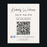 Business Signature Script QR Code Promotional Flyer<br><div class="desc">Chic light cream promotional flyer for your business featuring your name showcased in a stylish signature script and your business or other text below in simple modern lettering. Input your website address to create a QR code for customers and clients to scan for appointments, products, services, hours, etc. Add your...</div>