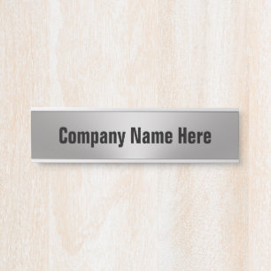 Business Silver and Black Company Name Template Door Sign