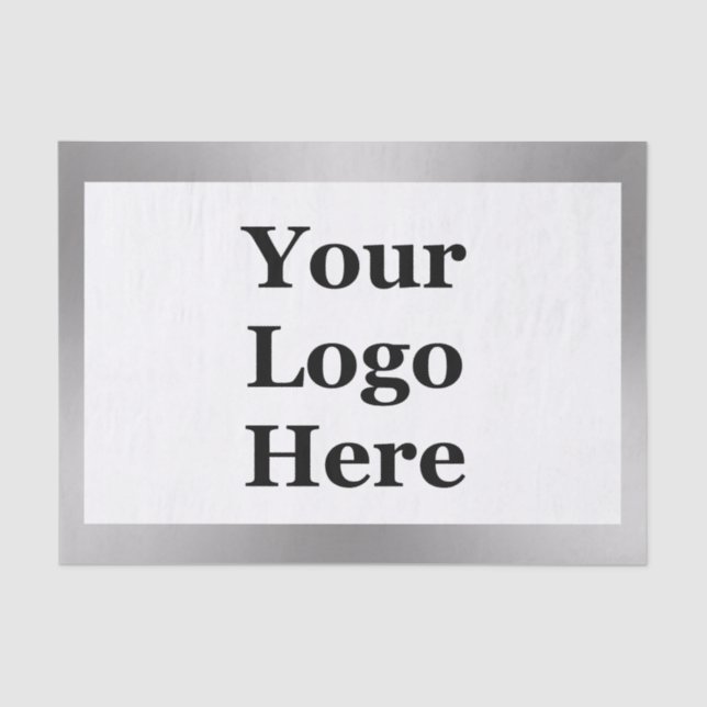 Business Silver and White Elegant Your Logo Here Tissue Paper (Front)