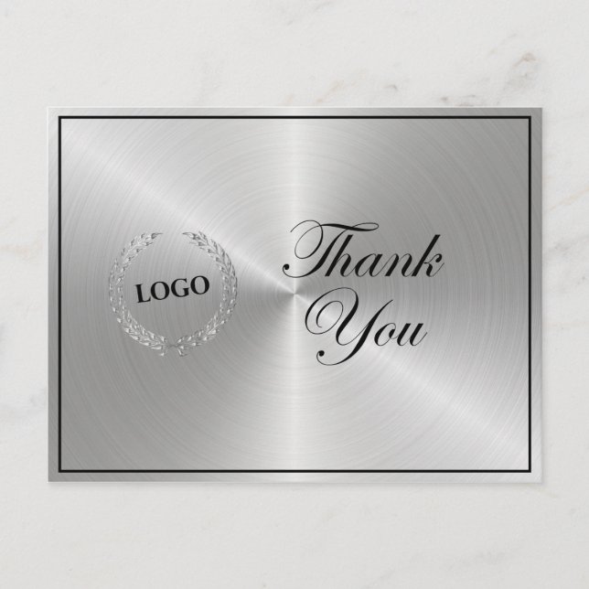 Business Silver Logo Thank You Postcard (Front)