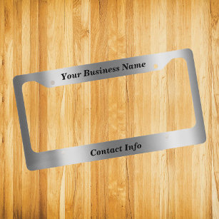 Business Silver Metal Look Contact Custom License Plate Frame