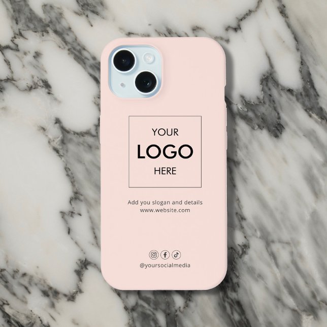 Business Social Media Blush Pink iPhone 15 Case (Creator Uploaded)