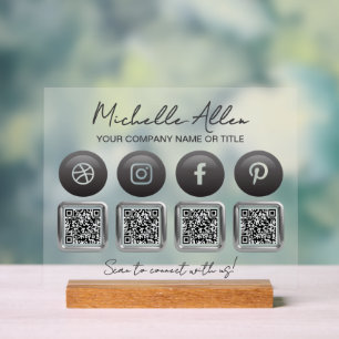 Business Social Media QR Codes Acrylic Sign