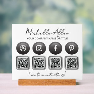 Business Social Media QR Codes Connexion acrylique