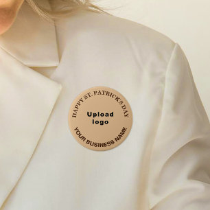 Business St. Patrick Greeting on Light Brown Round 3 Inch Round Button