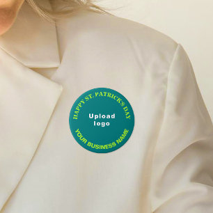 Business St. Patrick Greeting on Teal Green Round 3 Inch Round Button