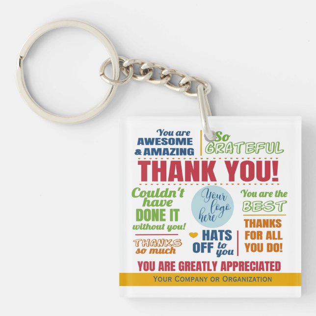 Business Staff Customer Thank You Appreciation Keychain (Front)