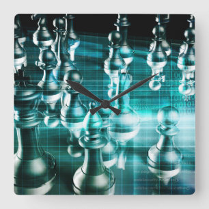 Business Strategy with a Chess Board Concept Square Wall Clock