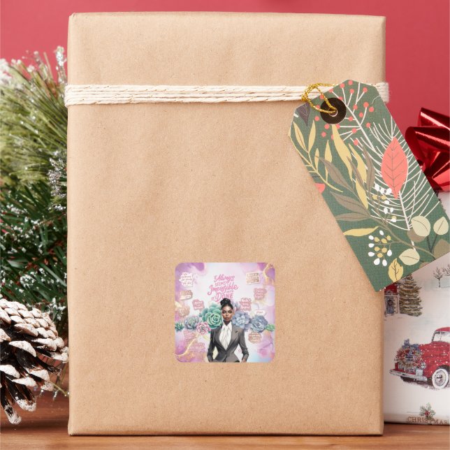 Business success and woman empowerment square sticker (Holiday)