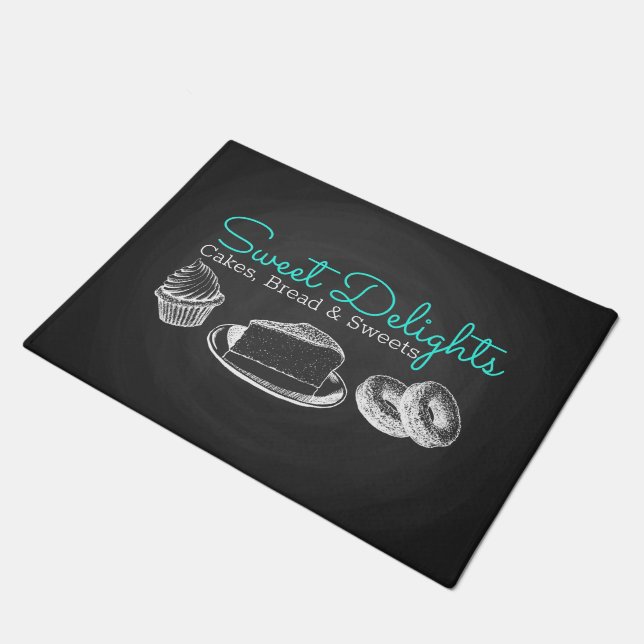 Business Sweet Bakery Chalkboard Doormat (Angled)