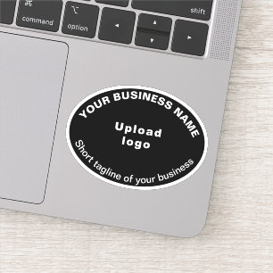 Business Tagline on Black Oval Shape Vinyl Sticker