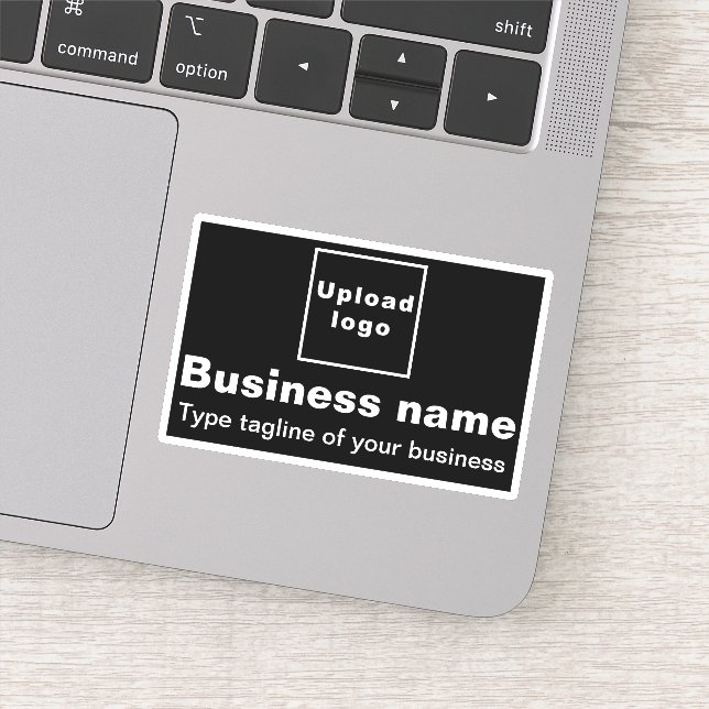 Business Tagline on Black Rectangle Vinyl Sticker (Detail)