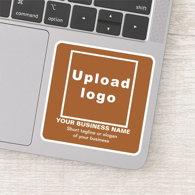 Business Tagline on Brown Square Vinyl Sticker (Detail)