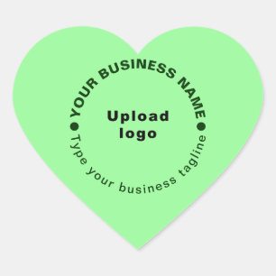 Business Tagline on Light Green Heart Sticker