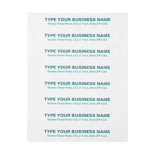 Business Teal Green Plain Texts on White Wraparound Address Label