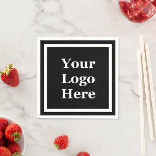 Business Template Black and White Your Logo Here Napkin