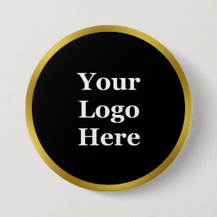 Business Template Black & Gold Your Logo Here 3 Inch Round Button