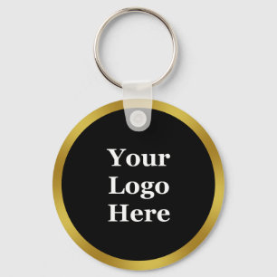 Business Template Black & Gold Your Logo Here Keychain