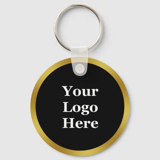 Business Template Black & Gold Your Logo Here Keychain (Front)