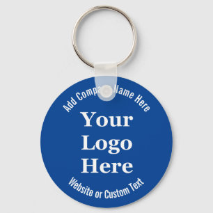 Business Template Blue White Text Your Logo Here  Keychain