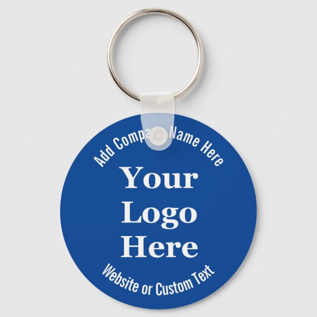 Business Template Blue White Text Your Logo Here  Keychain (Front)