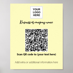 Business template Cream Yellow logo qr code Poster