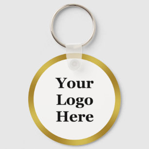 Business Template Faux Gold Border Your Logo Here Keychain