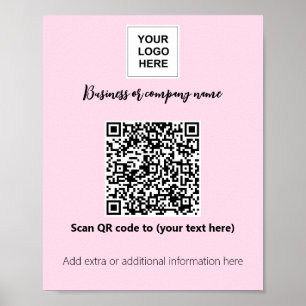Business template Pink Blush logo qr code Poster