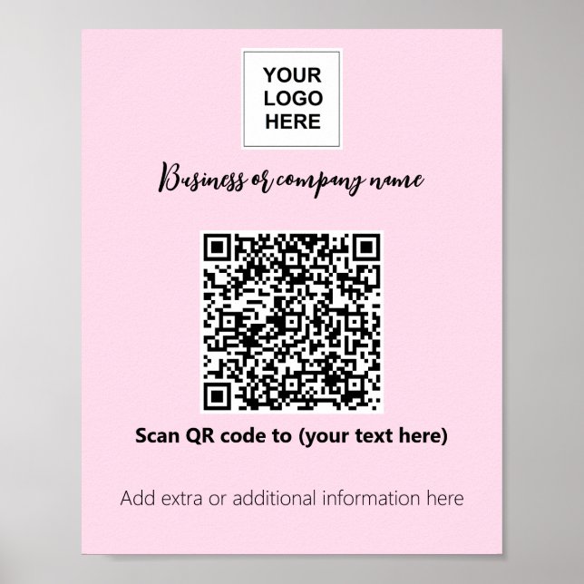 Business template Pink Blush logo qr code Poster (Front)